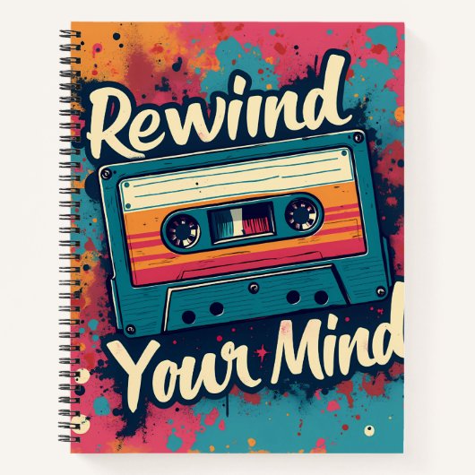 Retro Style rewind your mind Notizblock (Vorderseite)