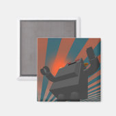 Retro Style Robot 4 Magnet (Vorderseite/Rückseite)
