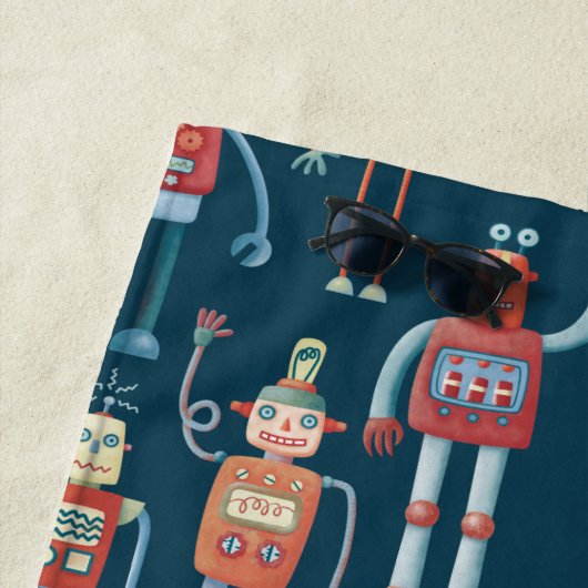 Retro Style Robots der 1950er Jahre Strandtuch (Beispiel)