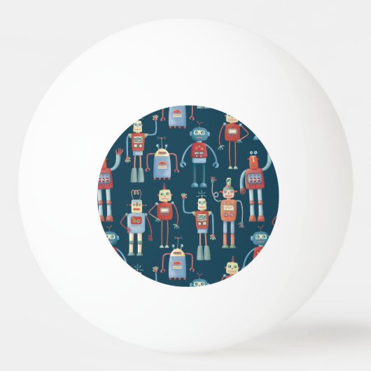 Retro Style Robots der 50er Jahre Tischtennisball (Rückseite)