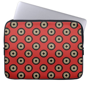 Retro Style - Rotes schwarzes Muster Laptopschutzhülle