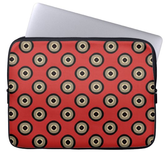 Retro Style - Rotes schwarzes Muster Laptopschutzhülle (Vorderseite)