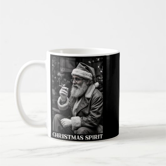 Retro Style Santa Claus Smoking Cigarette Christma Kaffeetasse (Links)