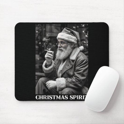 Retro Style Santa Claus Smoking Cigarette Christma Mousepad (Mit Mouse)