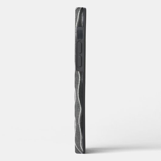 Retro Style Schwarz-weiß Graue Strip Handy Case (Rückseite / Links)