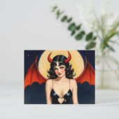 Retro Style Sexy Devil Girl Postcard Postkarte (Stehend Vorderseite)