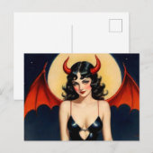 Retro Style Sexy Devil Girl Postcard Postkarte (Vorne/Hinten)