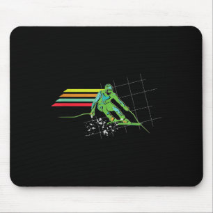 Retro Style Ski T Shirt Schnee Shirt Downhill Sk Mousepad