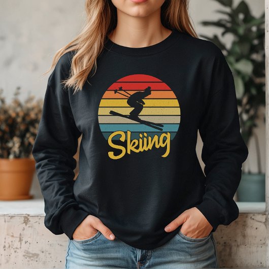 Retro Style Skiing Sweatshirt