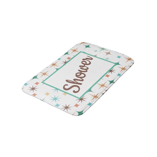 Retro-Style Stars Pattern Bath Mat Badematte (Schrägansicht)