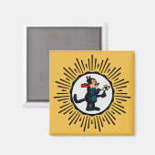 Retro-Style Sternexplosion Cartoon Cat Square Magn Magnet (Vorderseite/Rückseite)