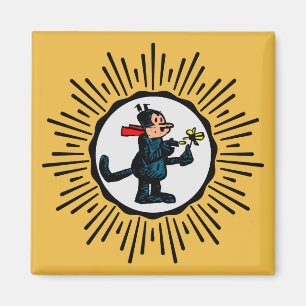 Retro-Style Sternexplosion Cartoon Cat Square Magn Magnet