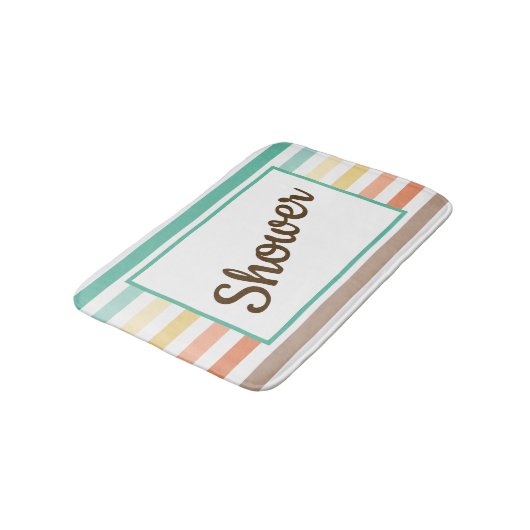 Retro-Style Stripe Pattern Customizable Badematte (Schrägansicht)