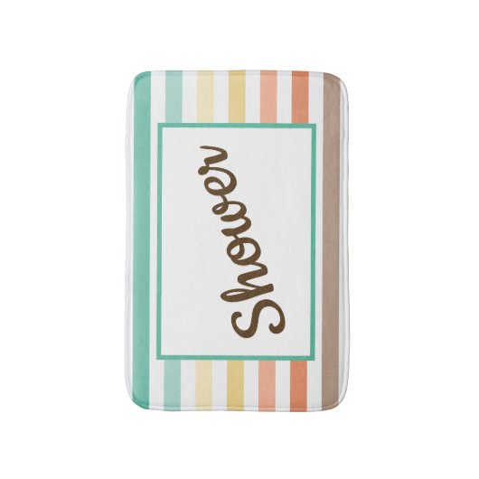 Retro-Style Stripe Pattern Customizable Badematte (Vorderseite Vertikal)