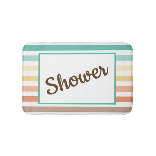 Retro-Style Stripe Pattern Customizable Badematte (Vorderseite)
