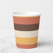 Retro Style Stripes Seventies Groovy 70er Hippie Pappbecher (Rückseite)