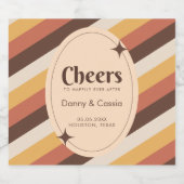 Retro Style Stripes Seventies Groovy 70er Hippie Schaumweinetikett (Einzelnes Label)