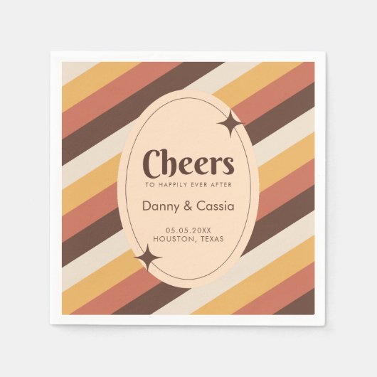 Retro Style Stripes Seventies Groovy 70er Hippie Serviette (Vorderseite)