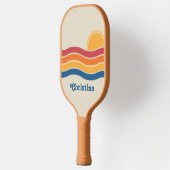 Retro Style Sunrise Pastel Rainbow-Skriptname Pickleball Schläger (Links)