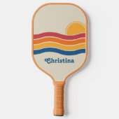 Retro Style Sunrise Pastel Rainbow-Skriptname Pickleball Schläger (Rückseite)
