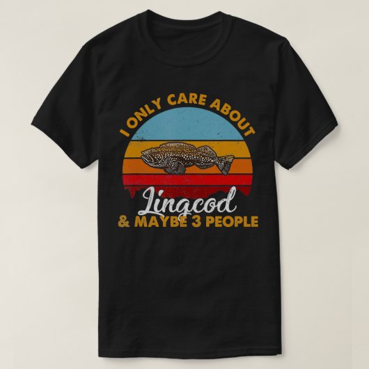 Retro Style Sunset Lingcod T-Shirt (Design vorne)