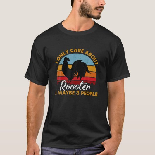 Retro Style Sunset Rooster T-Shirt (Vorderseite)