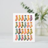 Retro-Style süße Socken Collage Postkarte (Stehend Vorderseite)