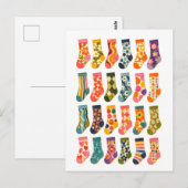 Retro-Style süße Socken Collage Postkarte (Vorne/Hinten)