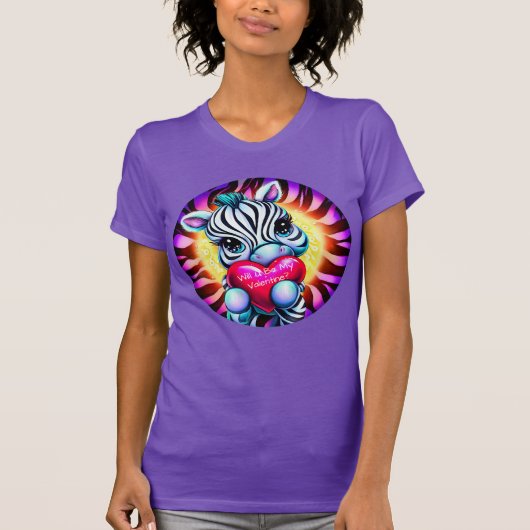 Retro Style Sweet Zebra Valentine T-Shirt (Vorderseite)