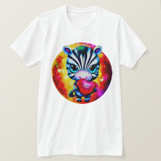Retro Style Sweet Zebra Valentine T-Shirt (Design vorne)