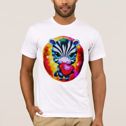 Retro Style Sweet Zebra Valentine T-Shirt (Vorderseite)