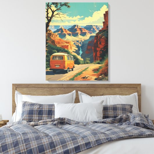 Retro-Style Travel Poster - Grand Canyon Adventure Leinwanddruck (Insitu (Schlafzimmer))