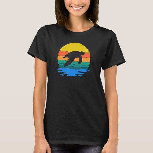 Retro Style Turtle Silhouette Save The Turtles Und T-Shirt (Vorderseite)