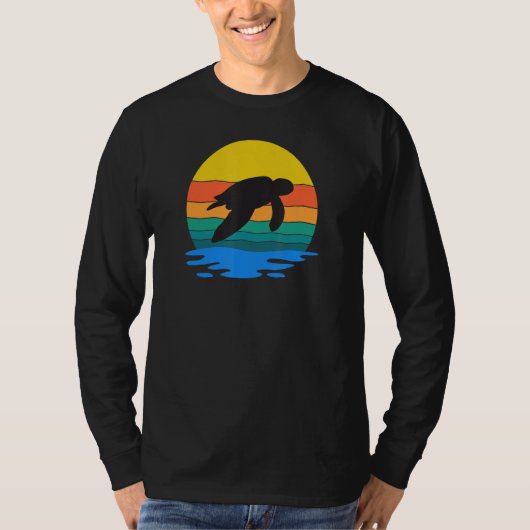 Retro Style Turtle Silhouette Save The Turtles Und T-Shirt (Vorderseite)