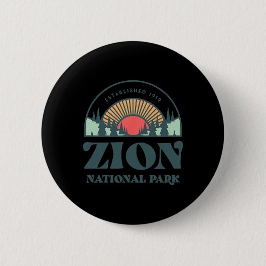 Retro Style Utah Zion Nationalpark Button (Vorderseite)