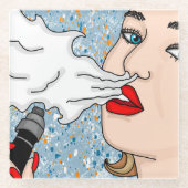 Retro Style Vaping Lady Glasuntersetzer (Vorderseite)
