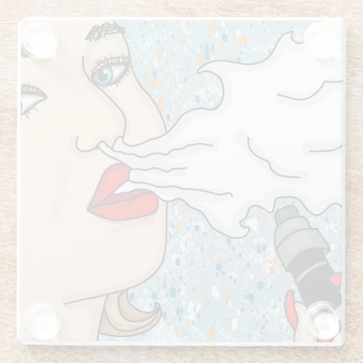 Retro Style Vaping Lady Glasuntersetzer (Rückseite)
