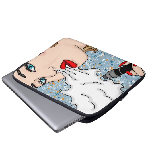 Retro Style Vaping Lady Laptopschutzhülle (Vorne Knopf)