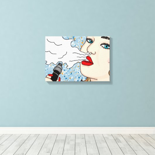 Retro Style Vaping Lady Leinwanddruck (Insitu (Holzboden))