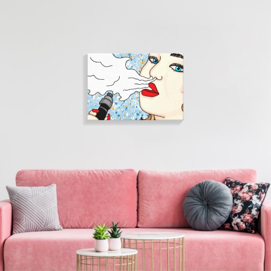 Retro Style Vaping Lady Leinwanddruck (Insitu (Wohnzimmer))