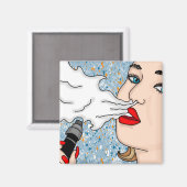 Retro Style Vaping Lady Magnet (Vorderseite/Rückseite)