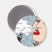 Retro Style Vaping Lady Magnet (Vorderseite/Rückseite)