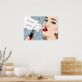 Retro Style Vaping Lady Poster (Küche)
