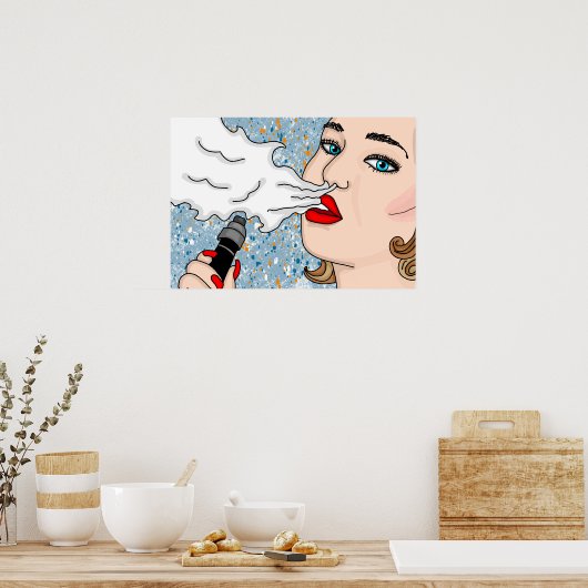 Retro Style Vaping Lady Poster (Küche)