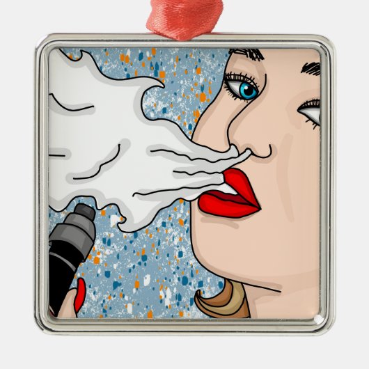 Retro Style Vaping Lady Weihnachten Ornament Aus Metall (Vorne)