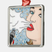 Retro Style Vaping Lady Weihnachten Ornament Aus Metall (Links)
