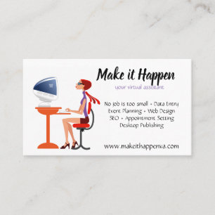 Retro Style Vector Virtual Assistant Business Card Terminkarte