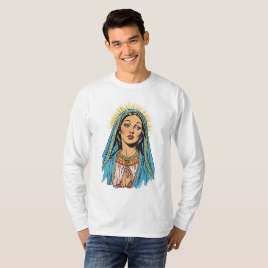 Retro Style Virgin Mary Men's Long Sleeve Tee (Vorne ganz)