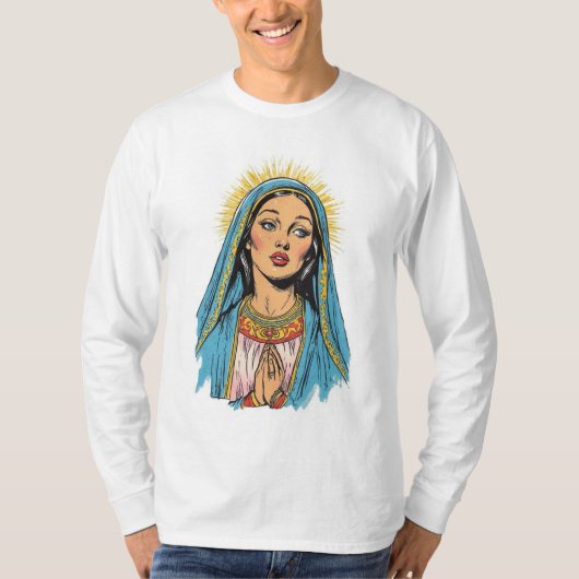 Retro Style Virgin Mary Men's Long Sleeve Tee (Vorderseite)