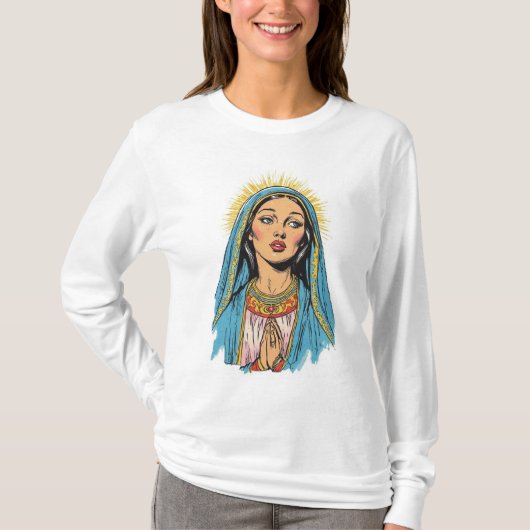 Retro Style Virgin Mary Women's Long Sleeve Tee (Vorderseite)
